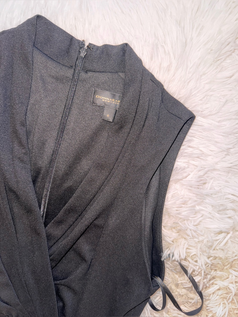 NEW Donna Karan New York Filament Jersey Wrap-Style Cocktail Black Dress Sz 6 - Picture 8 of 12